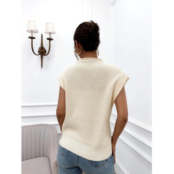 Cable Knit Beige Muscle Tee Top - Picture 9 of 14